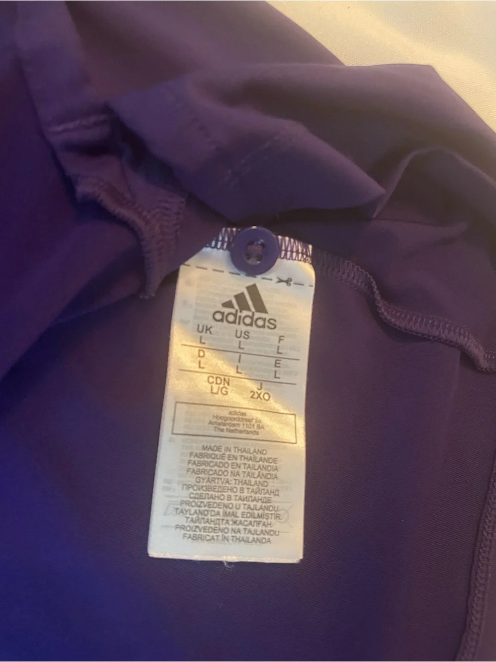 adidas Purple Pirates Polo Shirt with Yellow Chest Text, Sleeve Design,‎ Size L